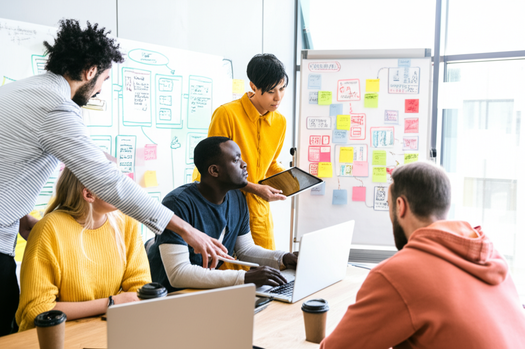 Equipo de desarrollo trabajando